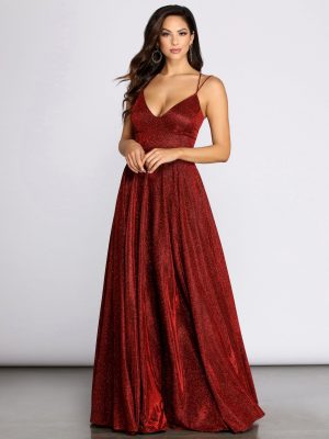 Shira Shine Lace Back Gown