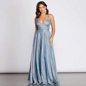 Sherri Formal Glitter Lattice Dress