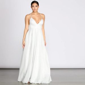 Asta Glitter Lace Up Back A-Line Dress