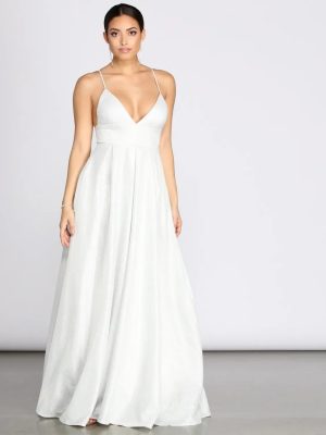 Asta Glitter Lace Up Back A-Line Dress