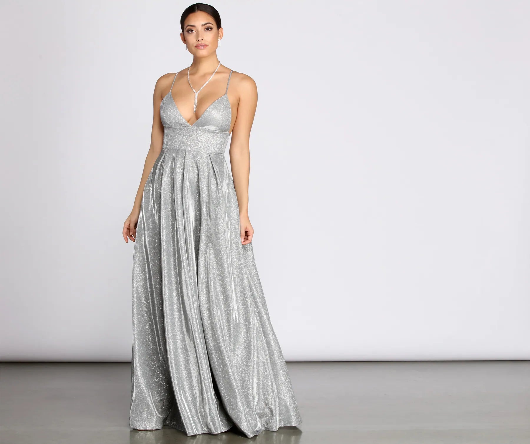 Asta Glitter Lace Up Back A-Line Dress - Image 5