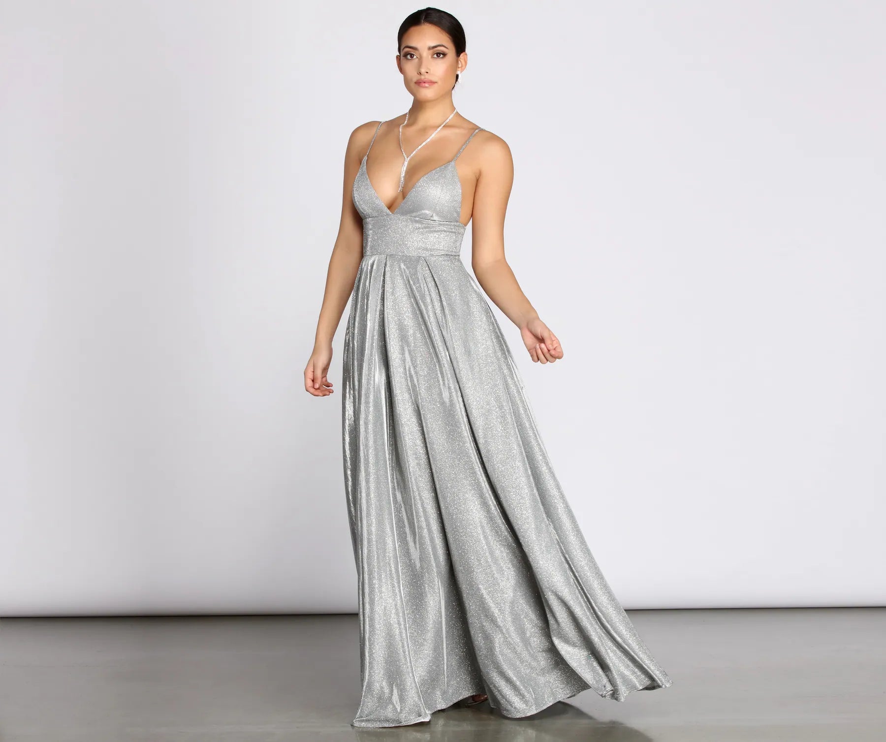 Asta Glitter Lace Up Back A-Line Dress - Image 7