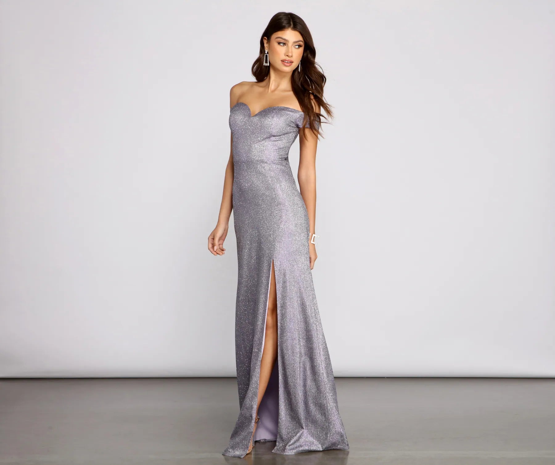 Kaylin Off The Shoulder Glitter Dress - Image 4