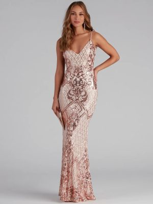 Danielle Sequin Scroll Formal Dress