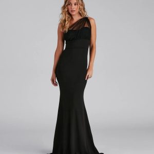 Dakota Formal One-Shoulder Swiss Dot Dress