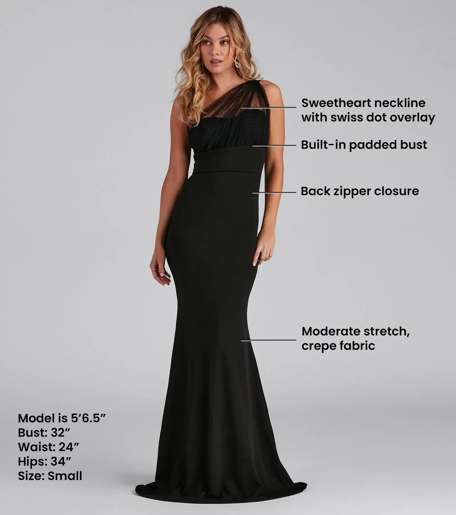 Dakota Formal One-Shoulder Swiss Dot Dress - Image 10