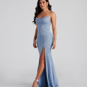 Doria Formal High Slit Glitter Dress