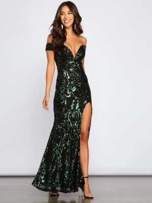 Willow Sequin Scroll Formal Dress