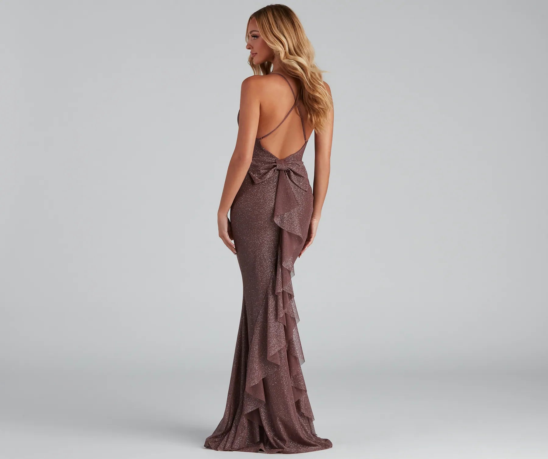 Linda Formal Glitter Ruffled Dress - Image 5