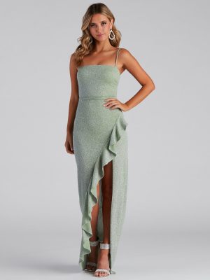 Constance Formal Ruffled Glitter Dress