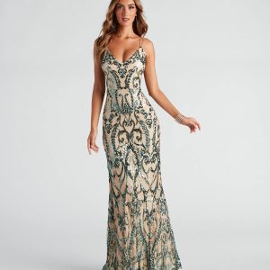 Natalie Sequin Scroll Formal Dress