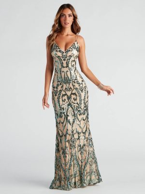 Natalie Sequin Scroll Formal Dress