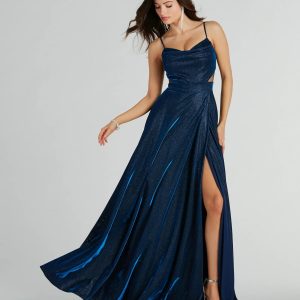 Emmeline Glitter Woven A-Line Formal Dress