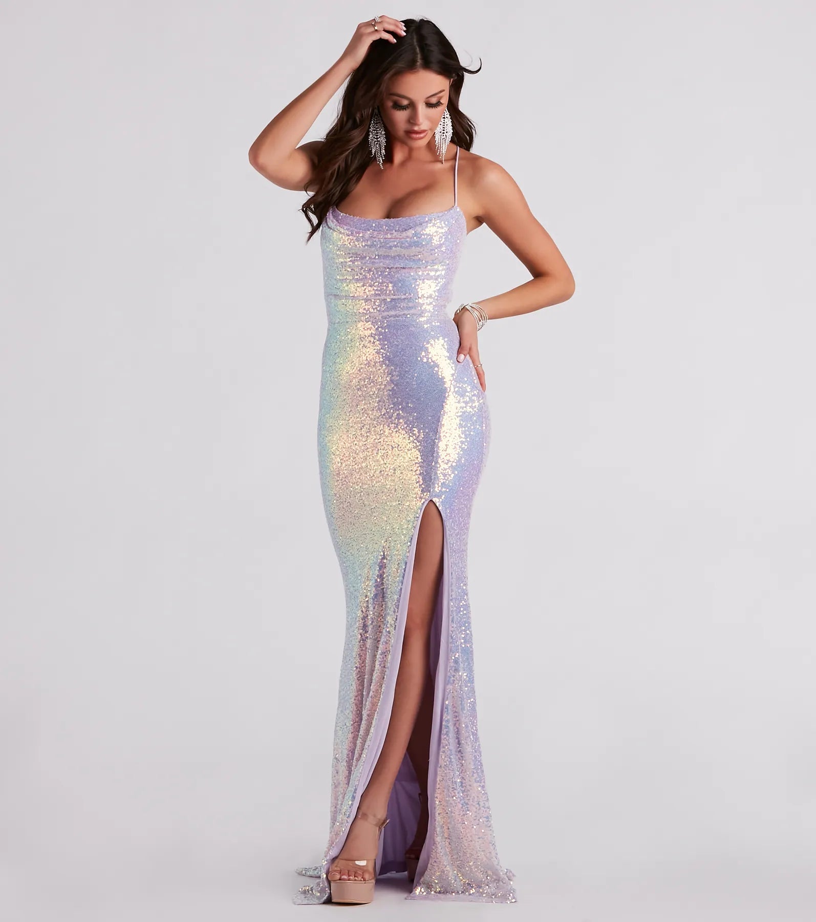 Sydney Sequin Lace-Up Mermaid Dress - Image 3