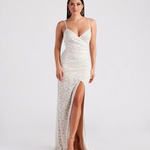 Leanne Formal Glitter Lace Dress