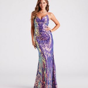 Camren Formal Sequin Strappy Mermaid Dress