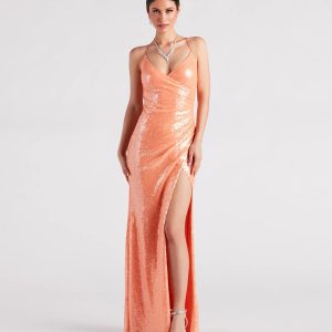 Ariella Formal High Slit Sequin Mermaid Dress