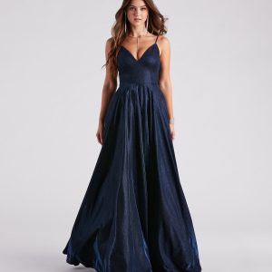 Kimora Formal Woven Glitter A-Line Dress