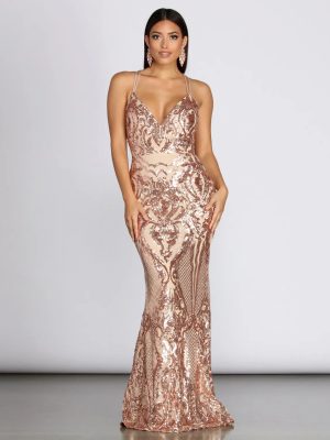 Julieanne Formal Sequin Scroll Dress