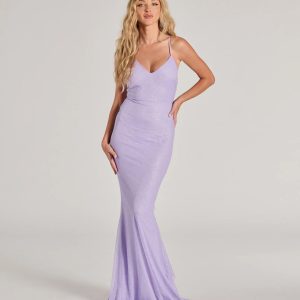 Linda Formal Glitter Ruffled Dress