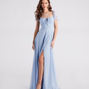 Idina Formal Chiffon Slit Long Dress
