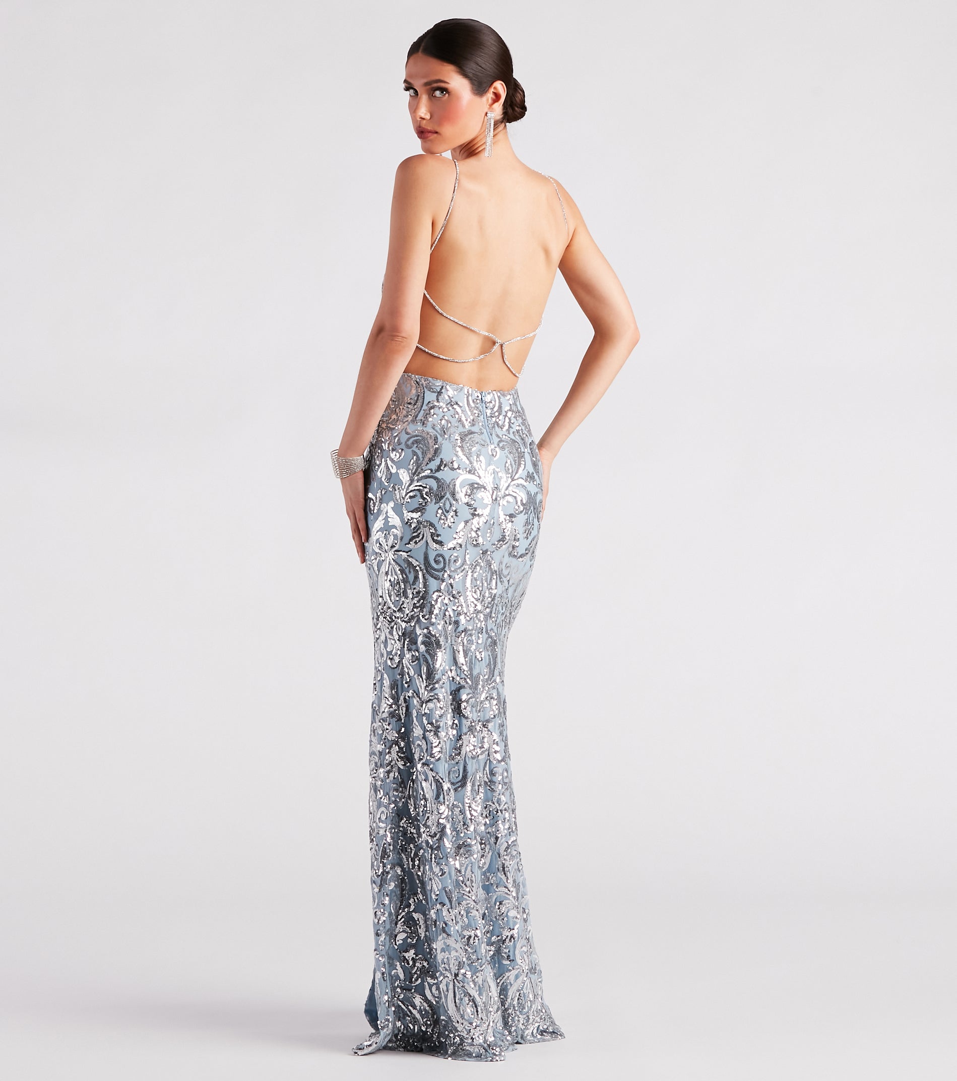 Lexi Formal Sequin Rhinestone A-Line Dress - Image 2