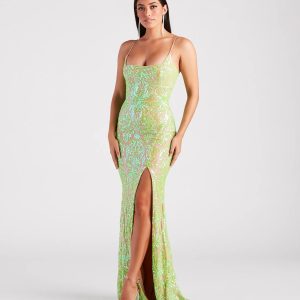 Brandy Formal Sequin Lace-Up Mermaid Dress
