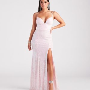 Maisel Formal Sequin Lace-Up Mermaid Dress