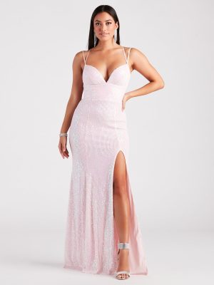 Maisel Formal Sequin Lace-Up Mermaid Dress