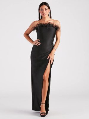 Blake Formal Strapless Feather Mermaid Dress