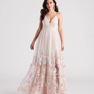 Parker Formal Butterfly Embroidered A-Line Dress