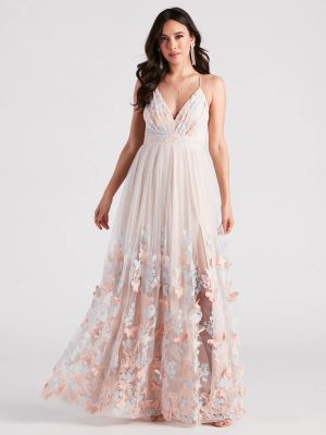 Parker Formal Butterfly Embroidered A-Line Dress