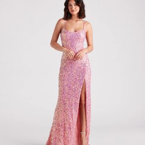 Emmeline Iridescent Sequin A-Line Formal Dress