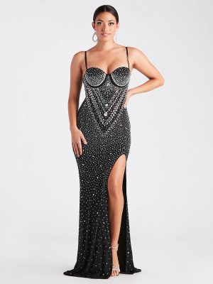 Candice Formal Rhinestone A-Line Long Dress