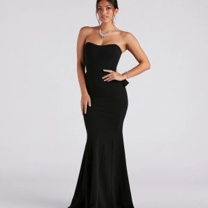 Breanne Strapless Ruffled Back Mermaid Dress