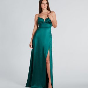 Darla Formal Satin A-Line Long Dress