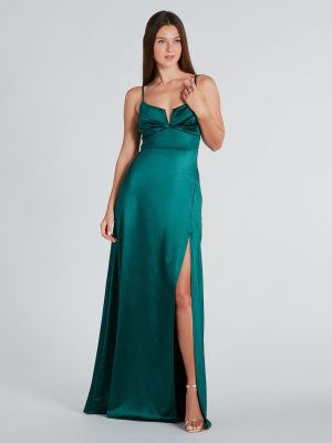 Darla Formal Satin A-Line Long Dress