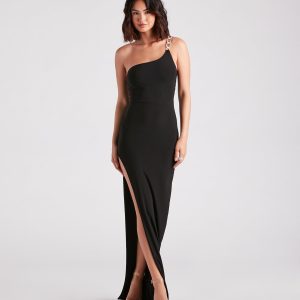 Ellen Formal Rhinestone Strap Long Dress