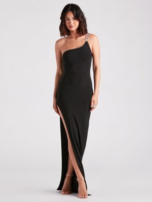 Ellen Formal Rhinestone Strap Long Dress