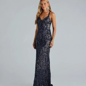 Karissa Formal Sequin Strappy Mermaid Dress