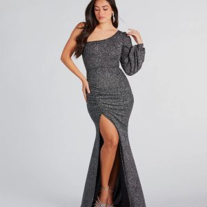 Sierra Formal Glitter Long Sleeve Mermaid Dress