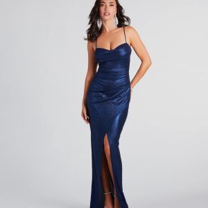 Bianca Wrap-Front High Slit Formal Dress