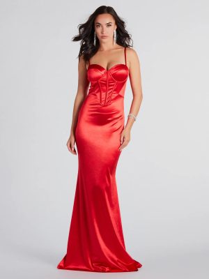 Francine Formal Satin Bustier Mermaid Dress