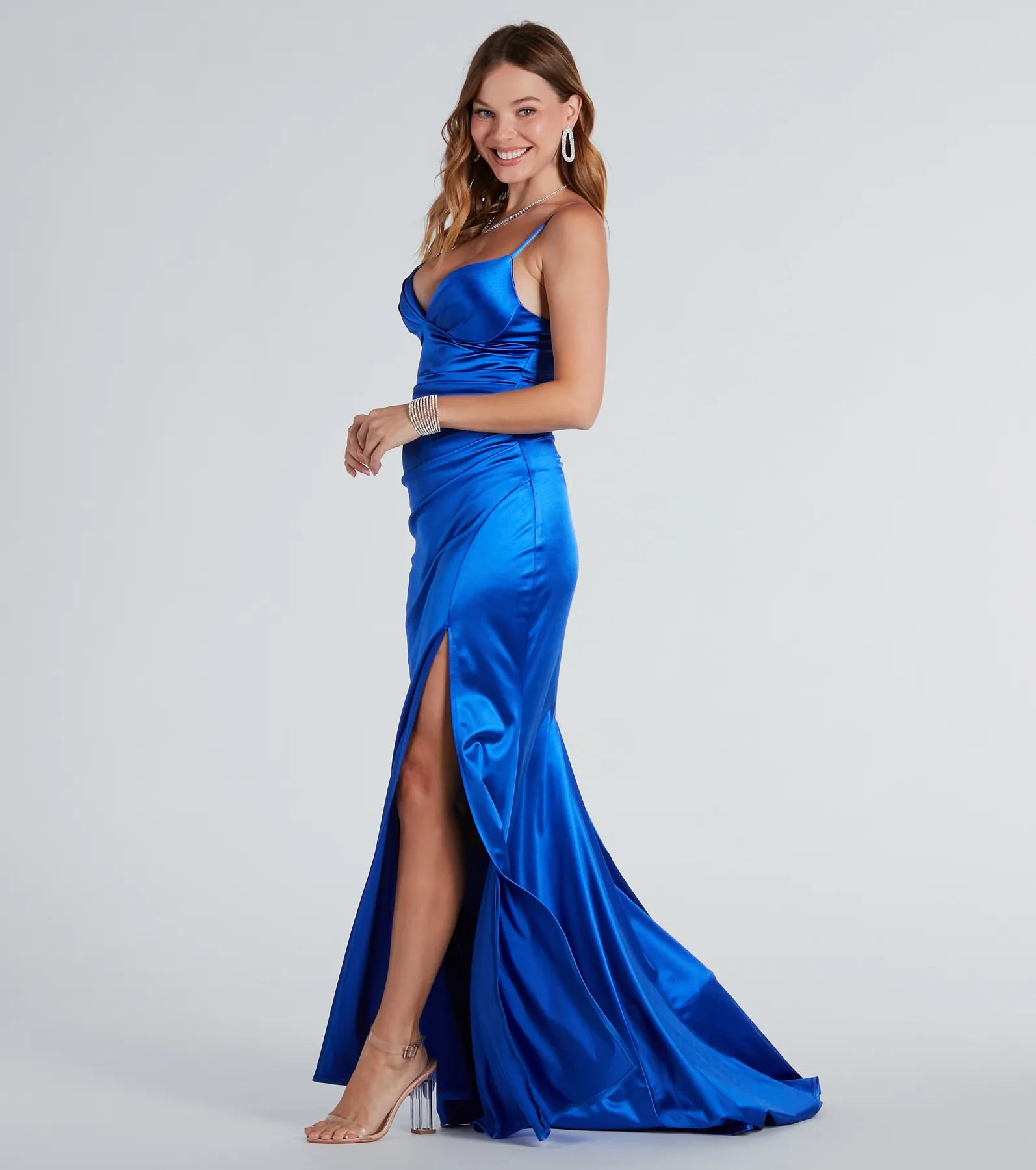 Jordyn Formal Satin Mermaid Dress With Train - Image 3