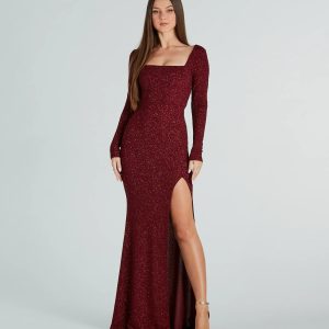 Caris Formal Glitter Lace-Up Mermaid Dress