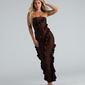 Shayna Formal Strapless Ruffled Long Dress