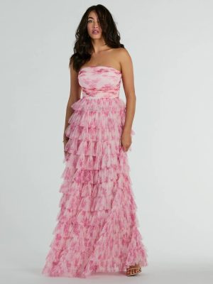 Liliane Garden Rose Ruffled A-Line Formal Dress
