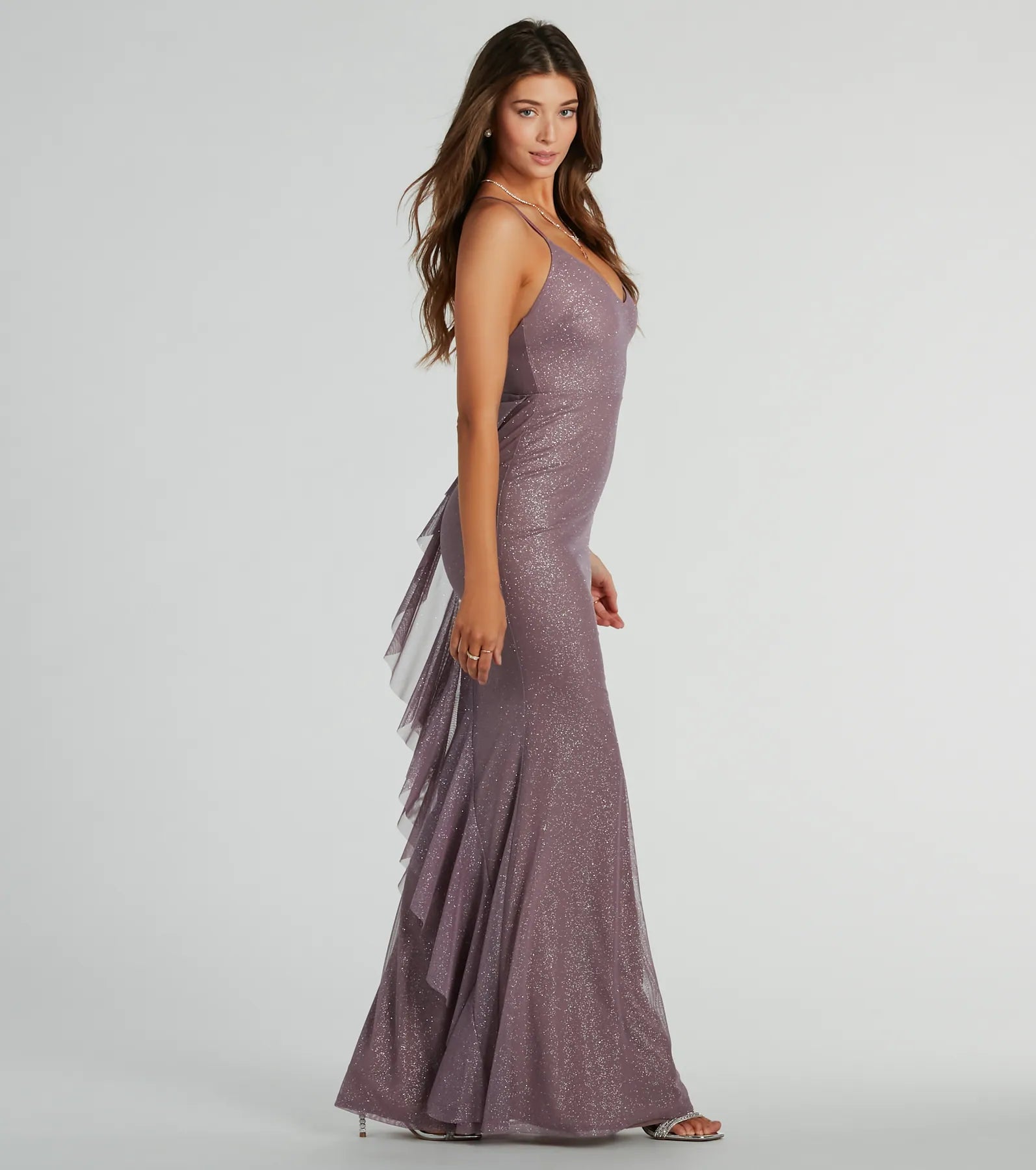 Linda Formal Glitter Ruffled Dress - Image 11