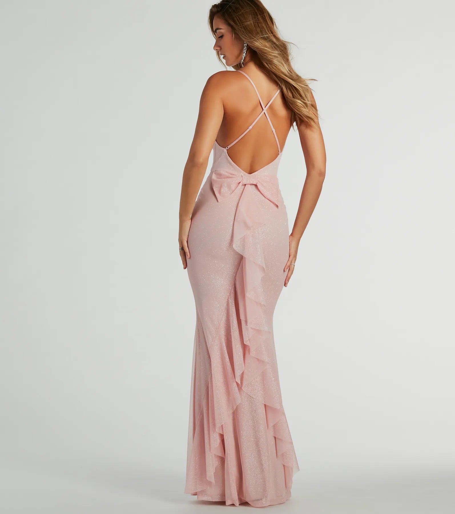 Linda Formal Glitter Ruffled Dress - Image 14