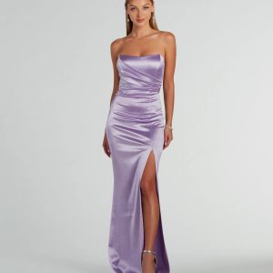 Aliyah Strapless Mermaid Satin Glitter Dress